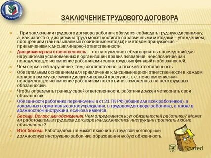 Трудовая дисциплина заключение