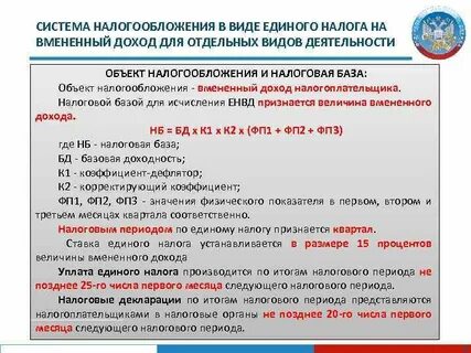 Вмененная система налогообложения виды деятельности
