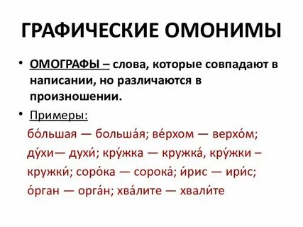 3 слова омонимы и их значение