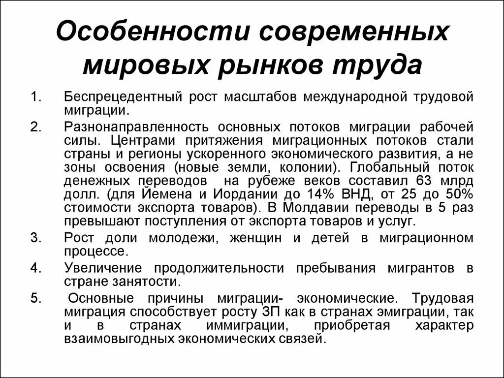 Основные международные рынки