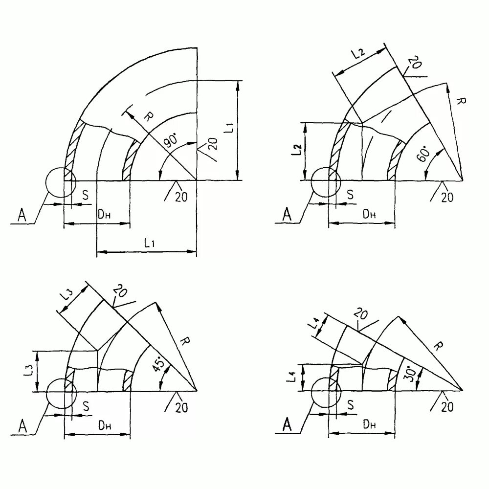 Сварной отвод 90 градусов чертеж. Отвод трехсегментный 90 град чертеж. Отводы ОСТ 34 10.699-97. Отвод 1420 чертёж 90 градусов.