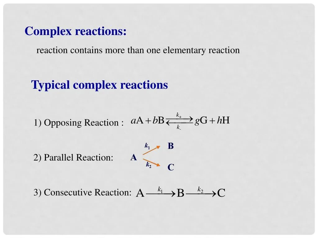 Basic concepts of chemical reactions. Complex reaction. Complex reaction. Parallel reactions. Type 3 hypersensitivity.