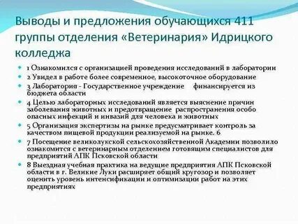 Практика выводы и предложения
