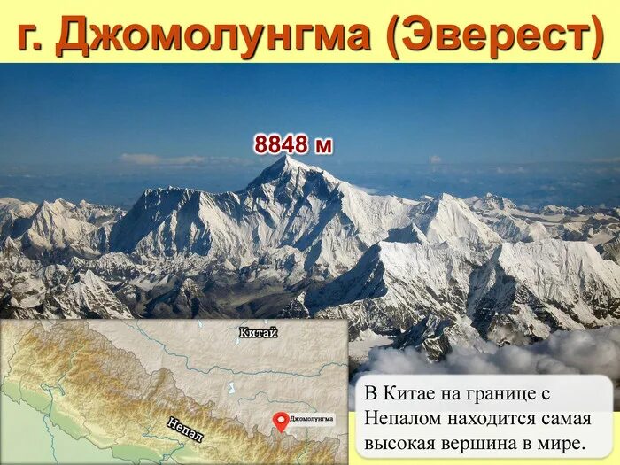 Где находится вершина эверест