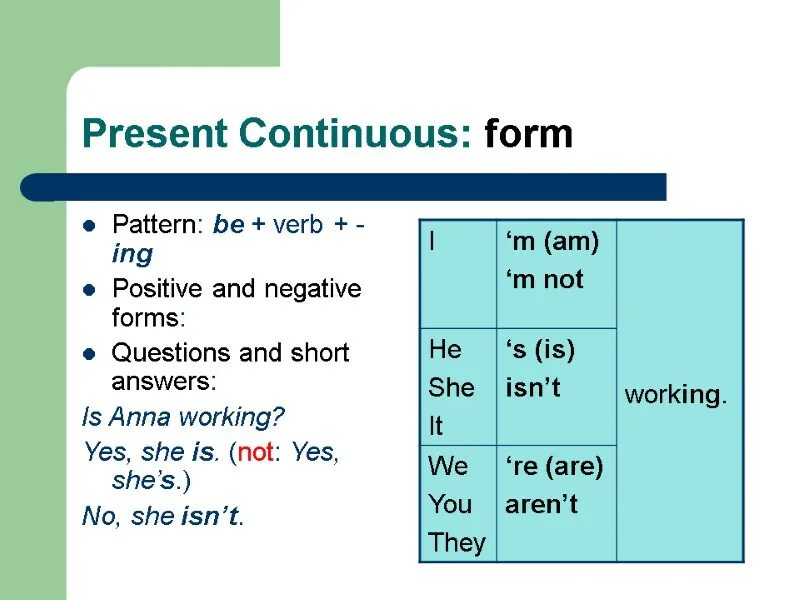 Present continuous questions and answers. Презент презент континиус. Правило present Continuous в грамматике. Present Continuous негативная форма. Present Continuous формула образования.