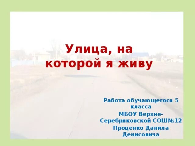 Проект "Моя улица" ученика 2 класса Низамова Данила. - внеурочная работа, презен
