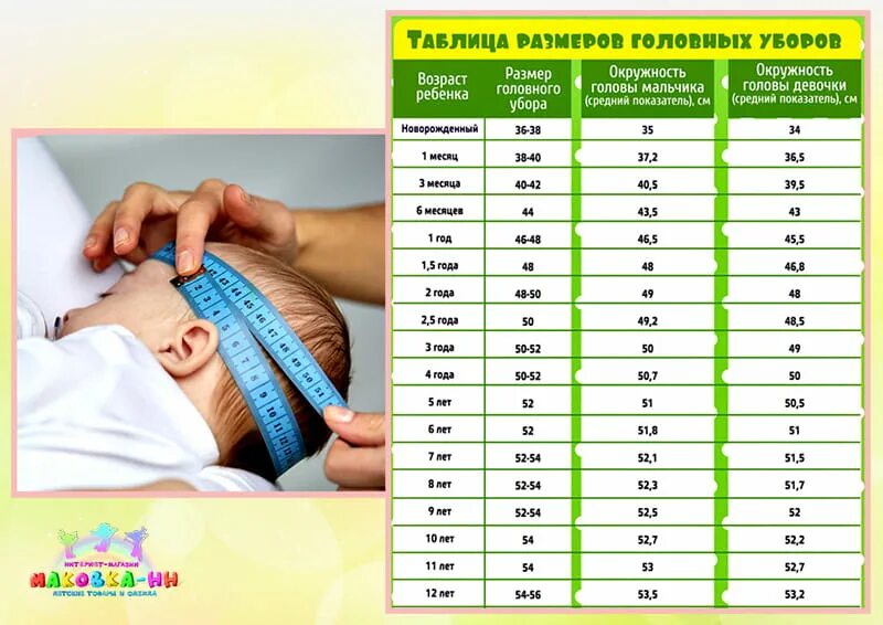 Окружность головы в 4. Окружность головы таблица размеров новорожденного. Размер головы ребенка в 6 месяцев. Таблица окружности головы у детей до года. Объем окружности головы новорожденного.