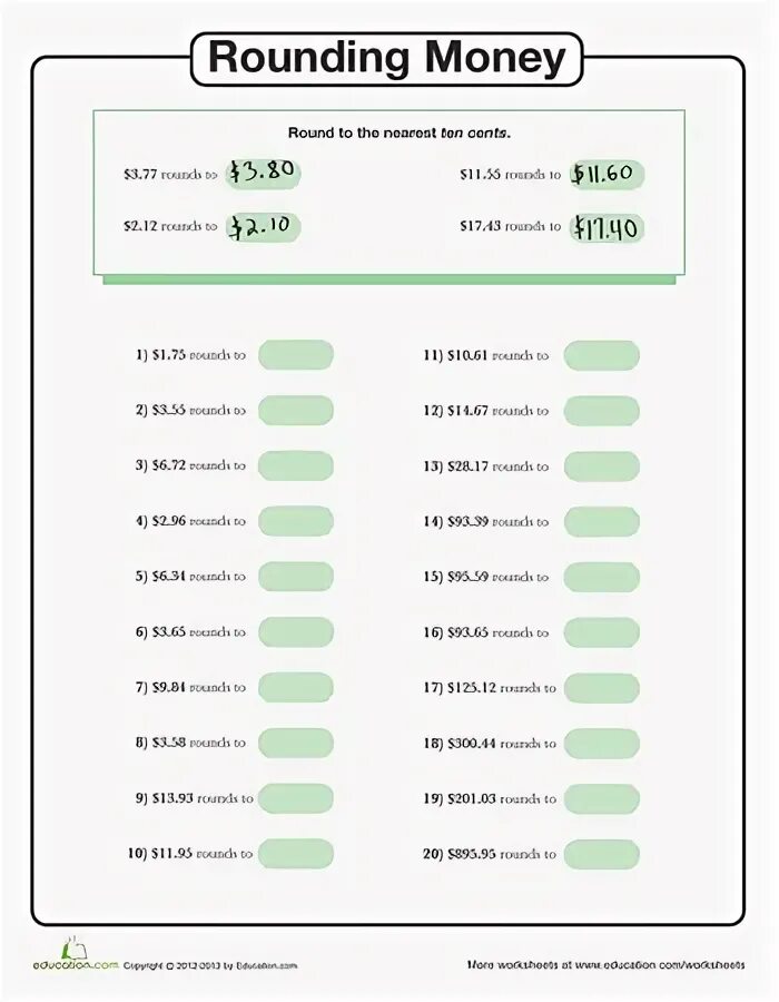 Round to nearest. Rounding Decimals. Round money. 1 Cent Worksheet. Near money example.