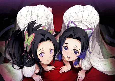 namidate, kochou kanae, kochou shinobu, kimetsu no yaiba, all fours, black ...