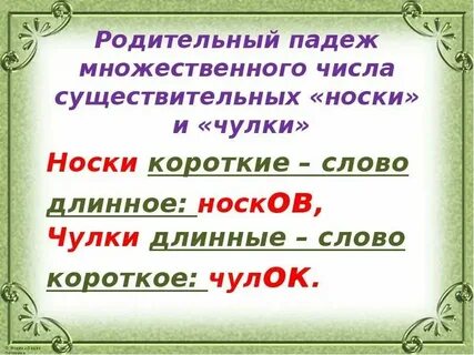 2 формы слова чулок