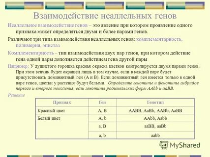 Закономерности наследования неаллельных генов