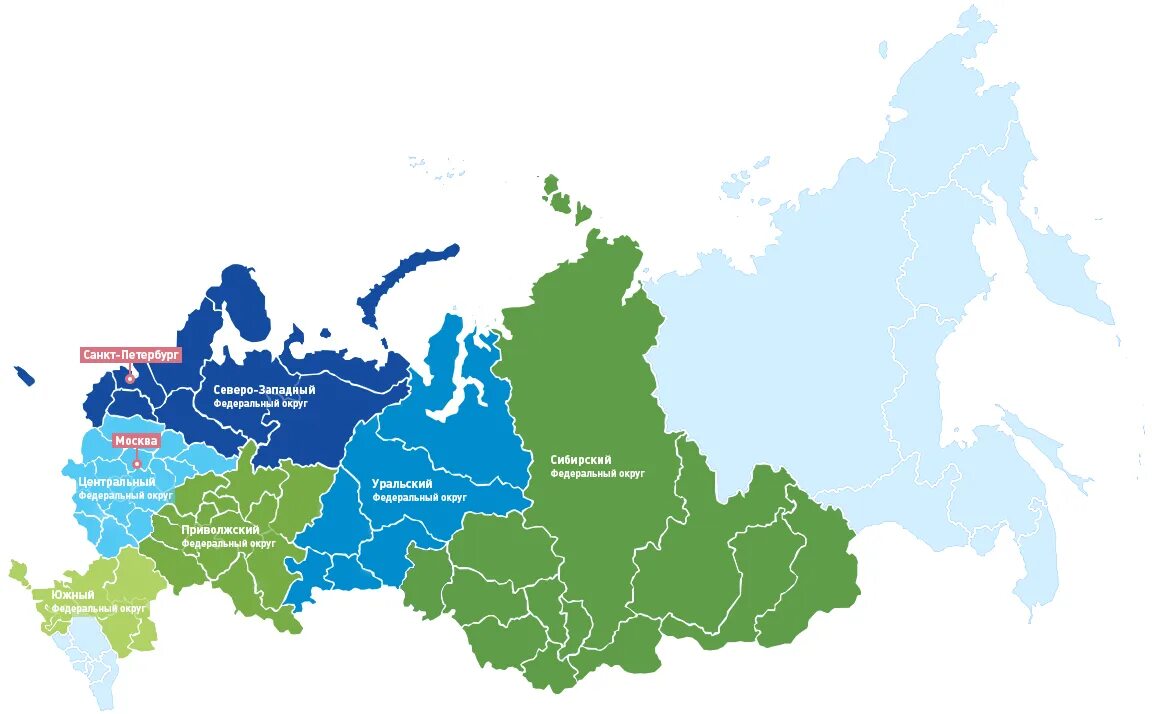 Карта федеральных округов