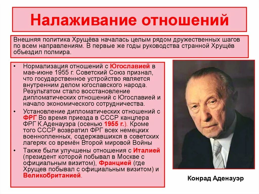 Цели политики хрущева. Внешняя политика хрущева. внутренняя и внешняя политика хрущева. хрущев политика. нормализация отношений ссср с югославией.