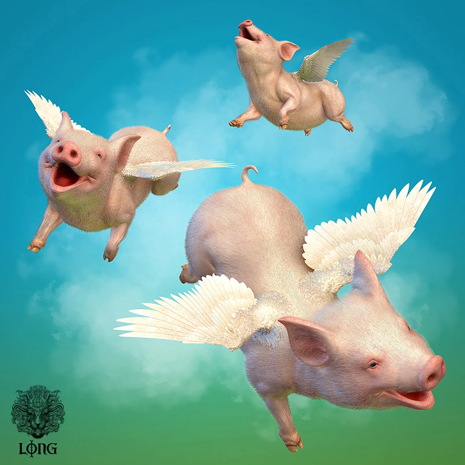 Свинья с крыльями. Летающий поросёнок. Летающая хрюшка. Свинья с крылышками. День летающих свинок картинки