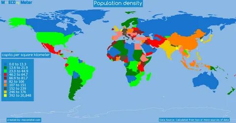 Плотность населения на квадратный километр