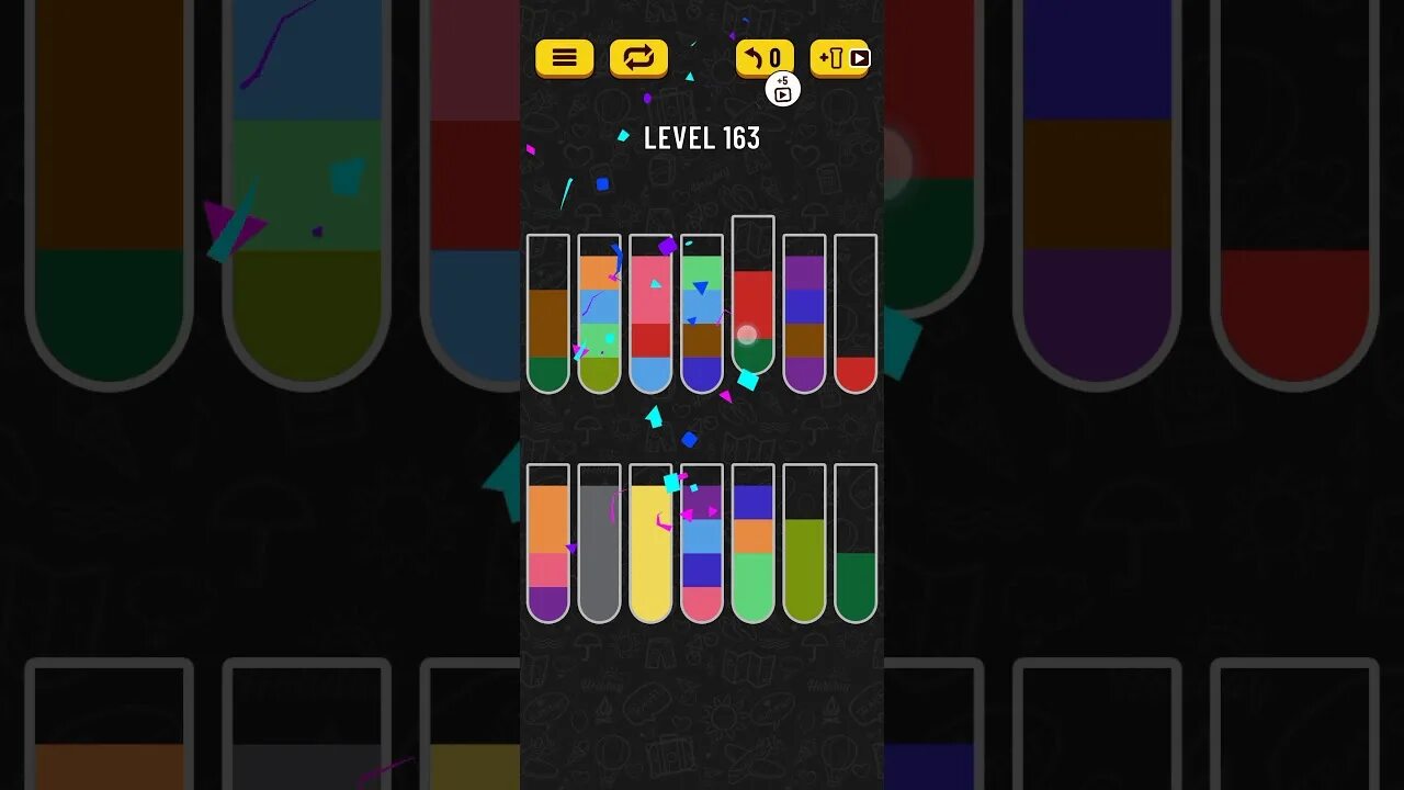 Water sort puzzle прохождение. Level 163. water sort puzzle 163 level айфон. water sort puzzle 163 прохождение. water sort puzzle 163 пройти 2025 года.