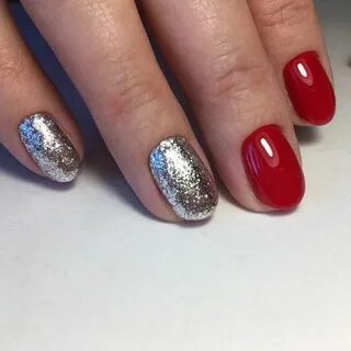 Маникюр серебро с красным на новый год