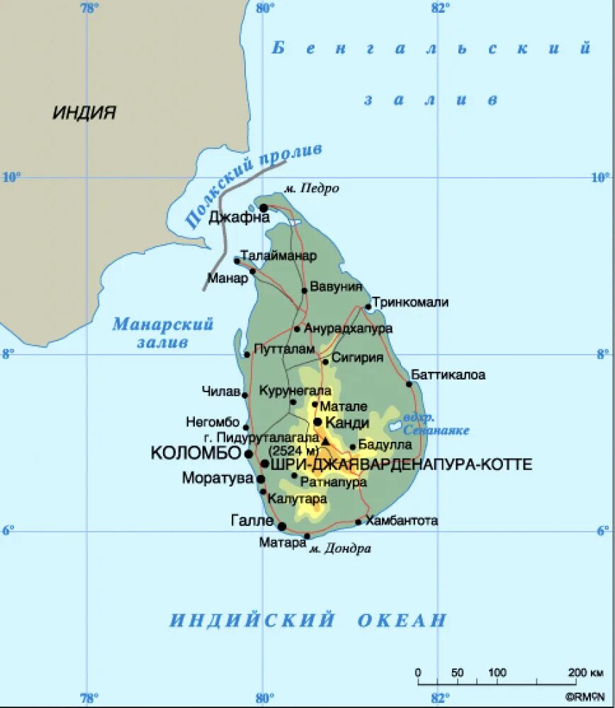 Шри ланку омывает какой. Остров Цейлон Шри Ланка на карте. Остров Шри Ланка на физической карте. Географическая карта острова Шри Ланка.
