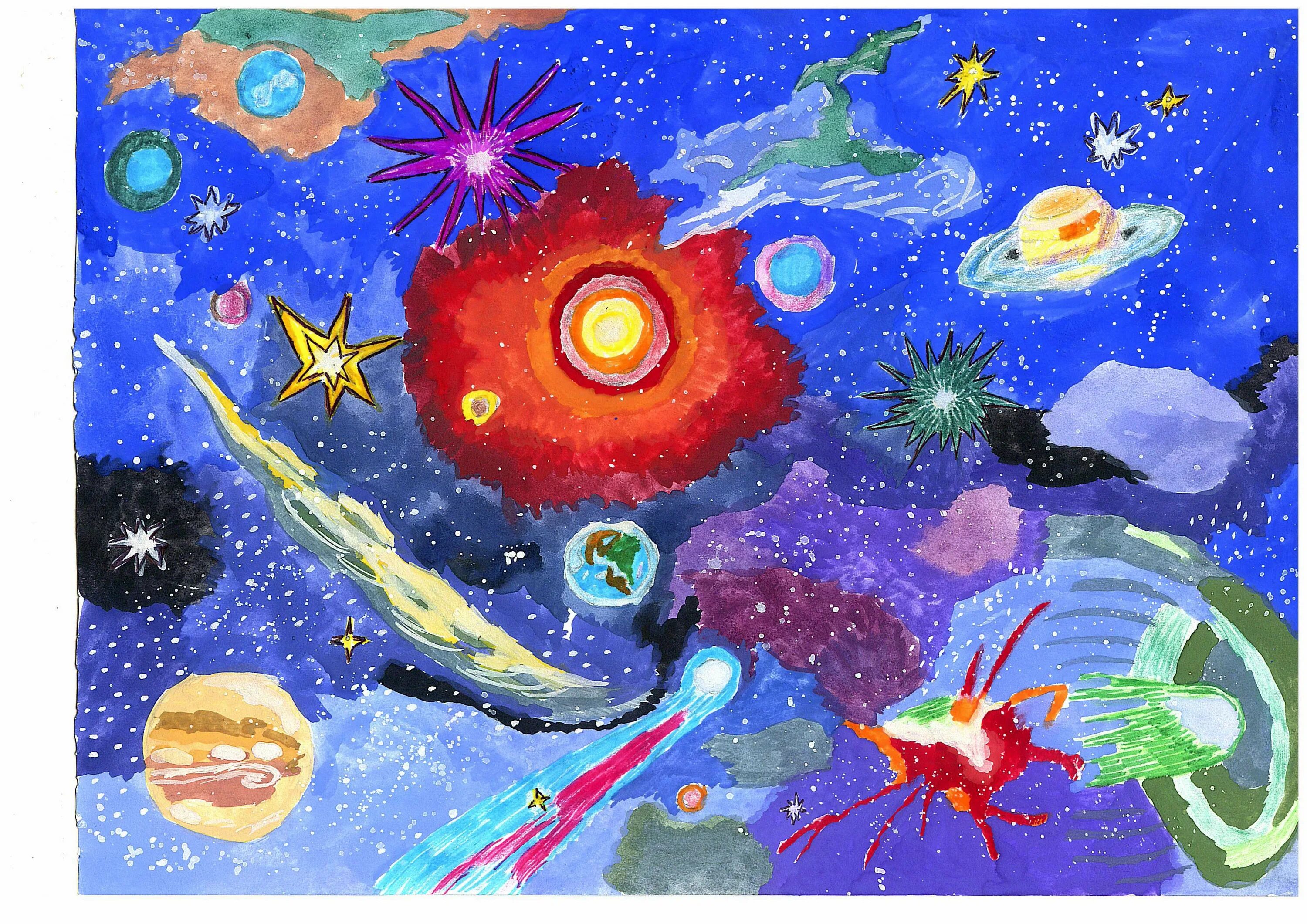Рисунок космос для детей дошкольного возраста. Космос рисунок. Космос рисунок для детей. Я В космосе рисунок. Космос картинки для детей.