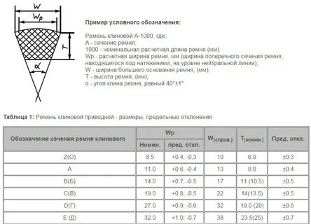 Ремень клиновой зубчатый размеры