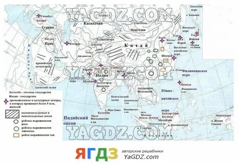 Контурная карта азии 7 класс