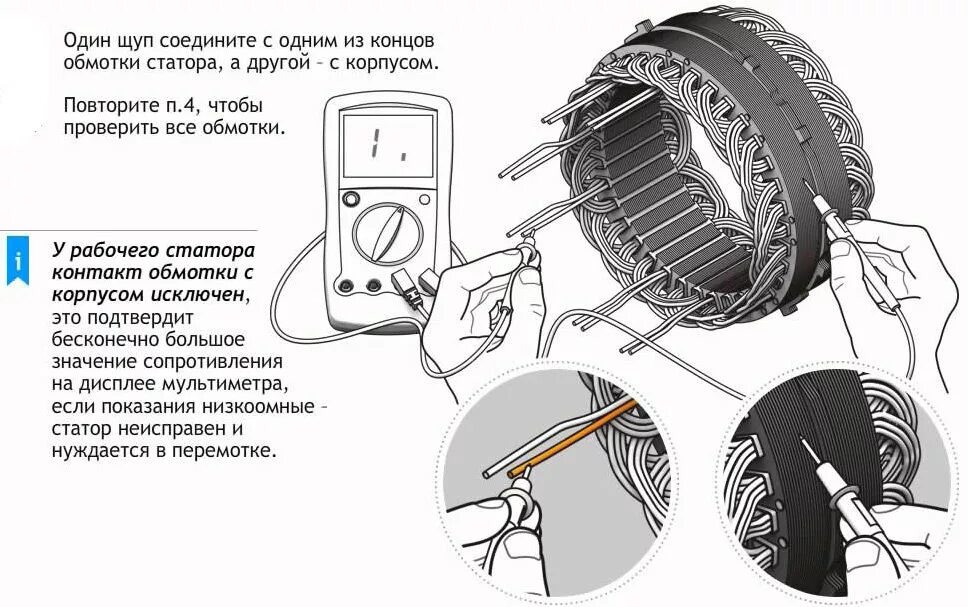 Проверка статора. Схема обмотки статора автогенератора. как проверить обмотку генератора мультиметром. как проверить обмотки статора мультиметром. как проверить обмотку ротора на генераторе.