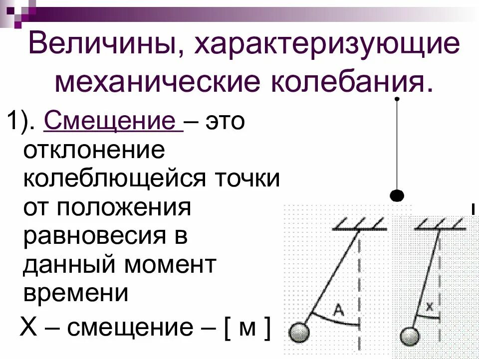 Тело совершает механические колебания. Механические колебания кратко формулы. Колебания параметры колебательного движения. Смещение в физике. Величины характеризующие механические колебания.