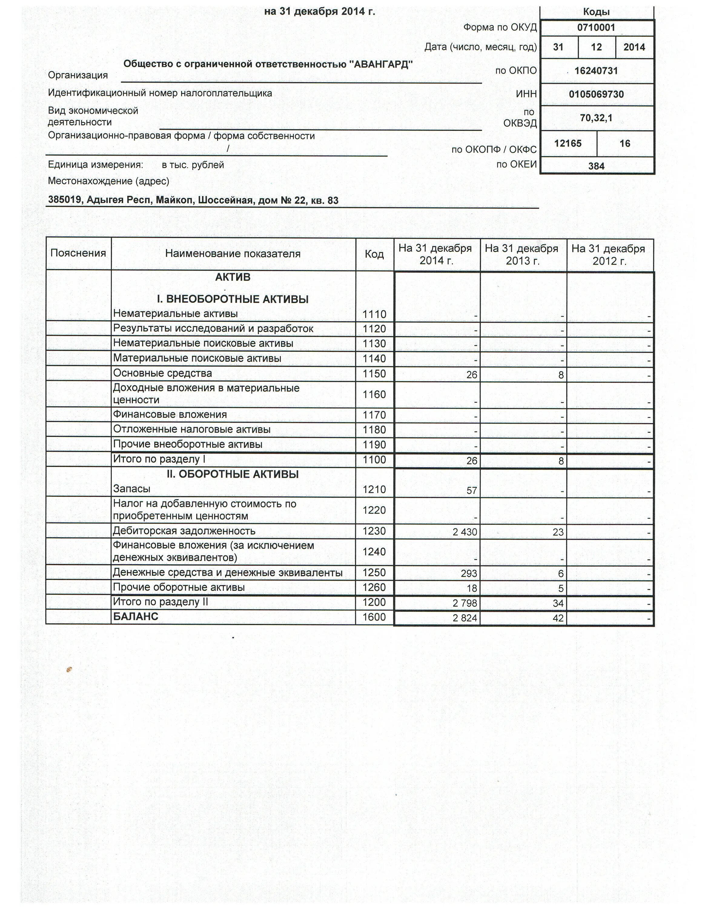 Актива баланса ооо. Бух баланс Авангард. Бухгалтерский баланс ООО Авангард. Бух баланс за 2014. 1600 В бухгалтерском балансе.
