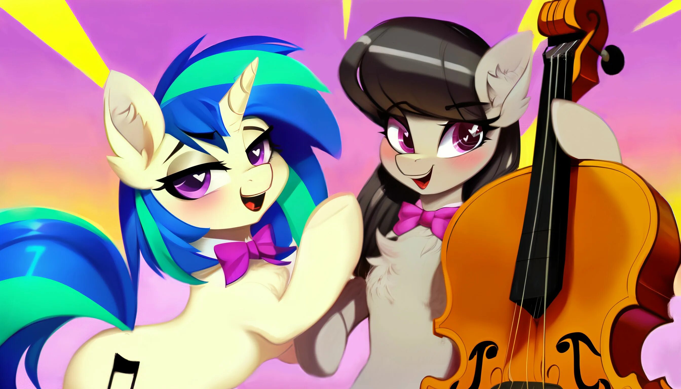 Pony diffusion. Octavia and Vinyl Art.