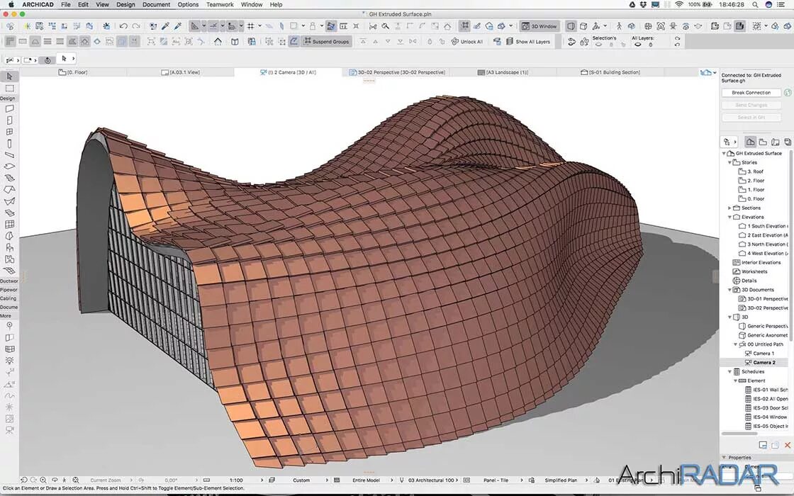Большой поверхности а также. Архикад Грассхоппер. 3д сетка архикад. Архикад 22 оболочка. Архикад рельефная панель.