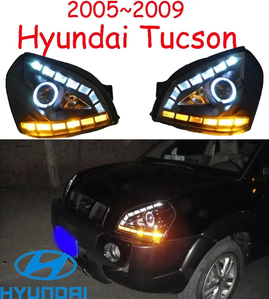 Led фары на Hyundai Tucson 2007. Фара Хендай Туксон 2008. Светодиодная оптика Хендай Туссан 2008. Лед фары Туксон 2007.