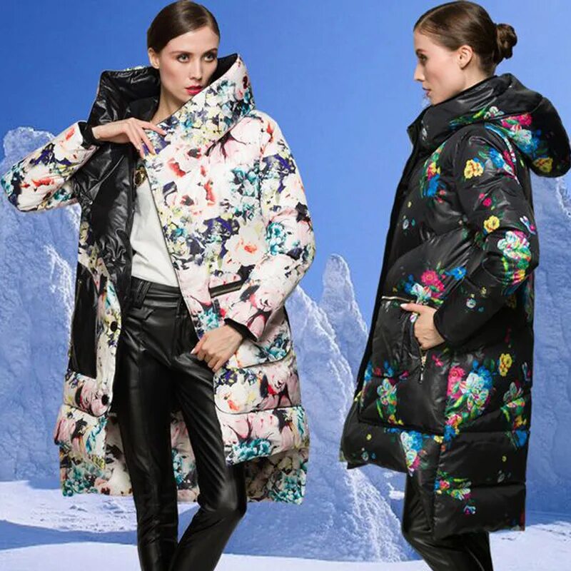 Пуховое пальто с принтом. Цветные куртки женские. Пуховик с принтом женский. Яркий пуховик. Пестрая зима
