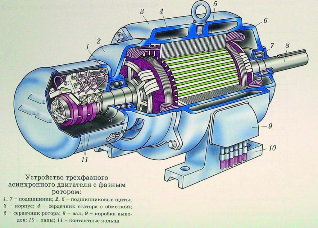 Электродвигатель асинхронный трехфазный конструкция. Устройство электродвигателя переменного тока 380. Ротор трехфазного асинхронного двигателя. Асинхронный двигатель с фазным ротором. Типы синхронных генераторов