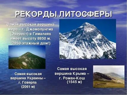 Рекорды земли 4 класс окружающий