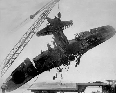 wreckage identified by the U.S. Navy as a Japanese torpedo plane was salvag...