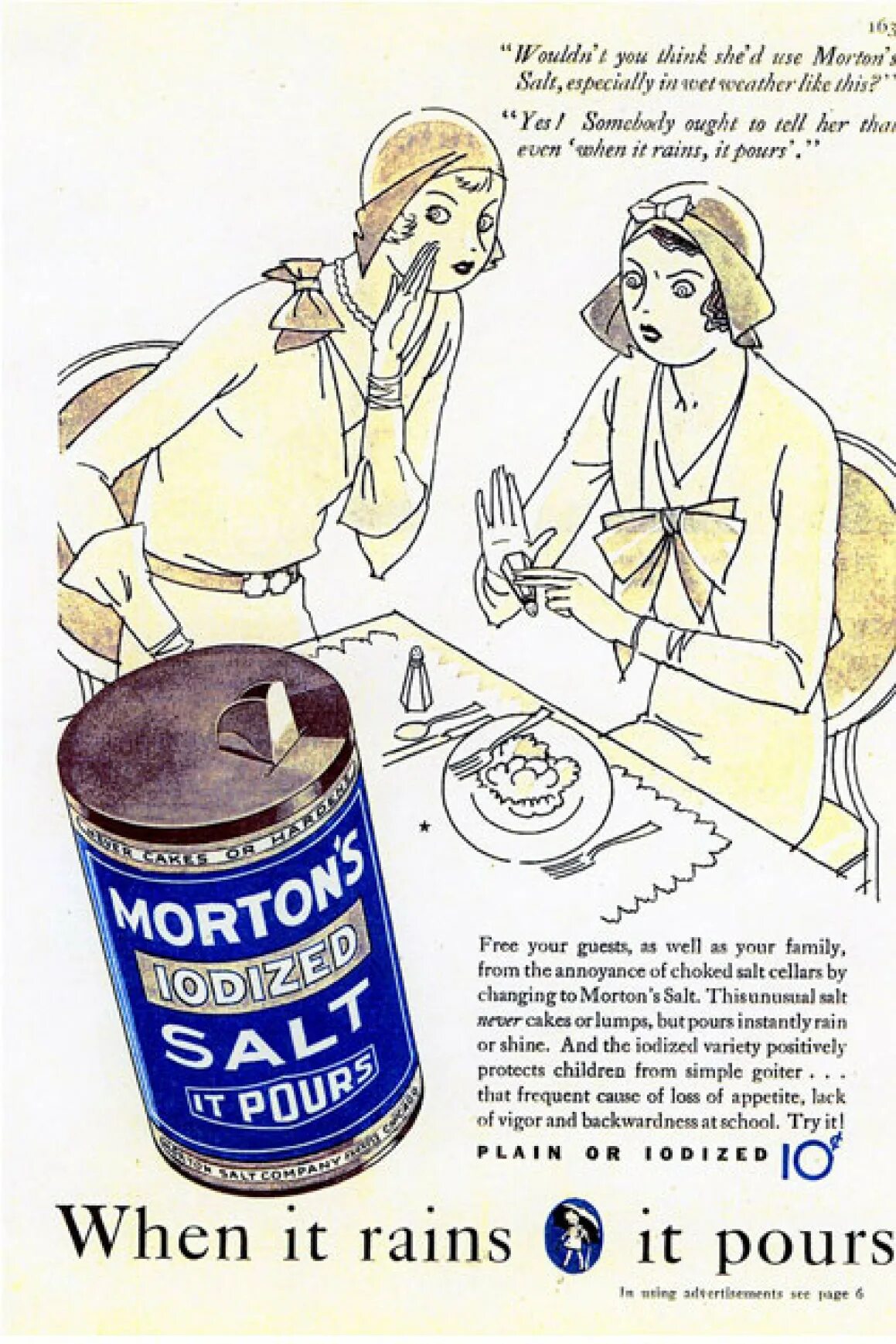 When it rains it pours. Old salt. карикатура the old salt saluted. when it rains it pours реклама соли. advertising 1930&#039;s.