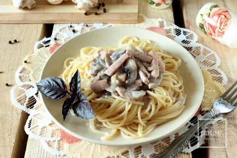 Паста карбонара с грибами