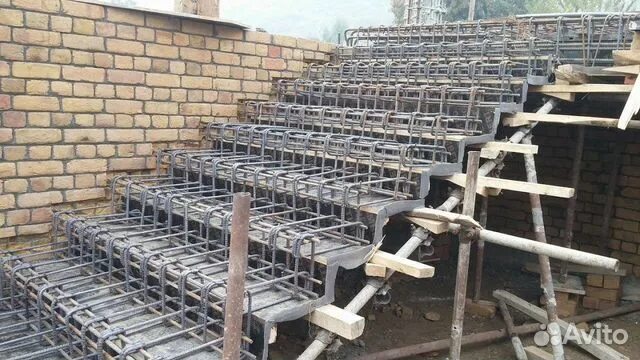 Армирование лестницы фото Производство бетонных лестниц в Пушкино