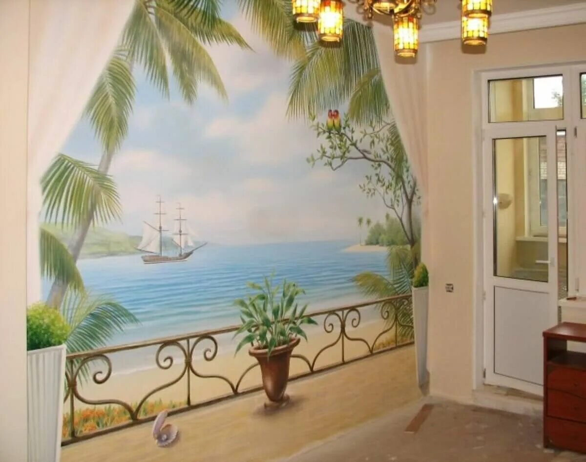 Рисунки фотообоев. Роспись стен. Роспись стен в интерьере. Пейзаж на стене в квартире. Художественная роспись стен в квартире.