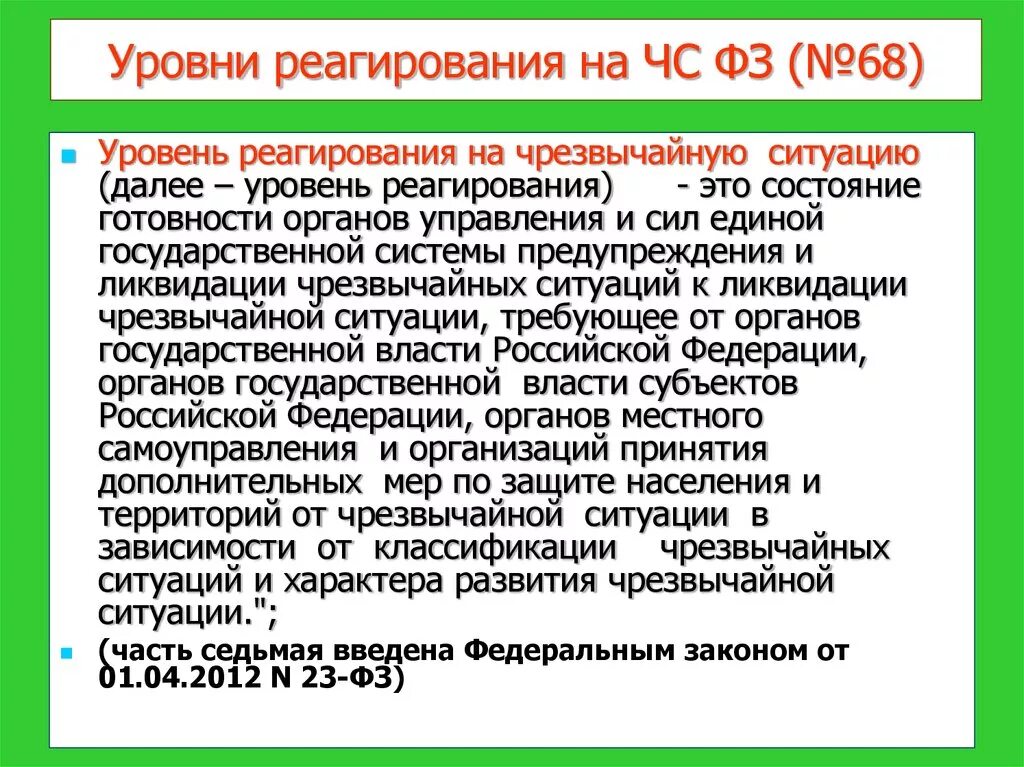 Почему ввели чс. Уровни реагирования на ЧС ФЗ 68. Уровень реагирования на чрезвычайную ситуацию это. Этапы реагирования на ЧС. Уровни реагирования при ликвидации ЧС.