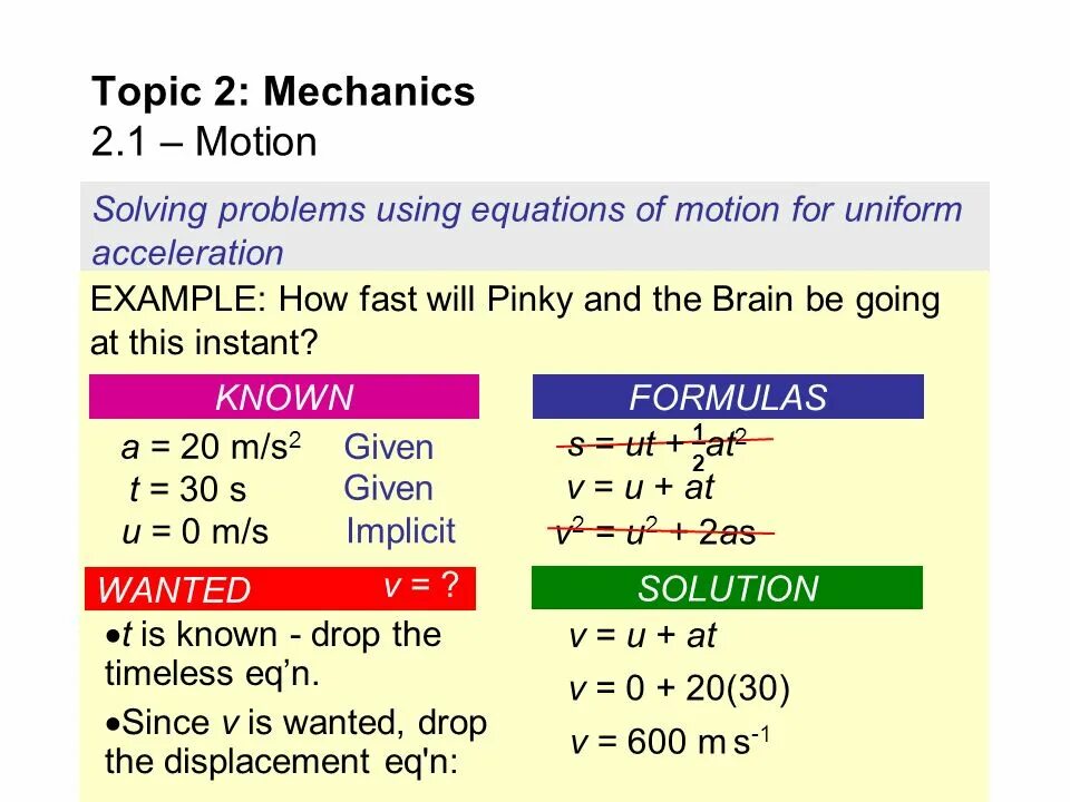 Solving problems using equations. KS формула. Solving equations using Spreadsheet. Uniform and Accelerated Motion.