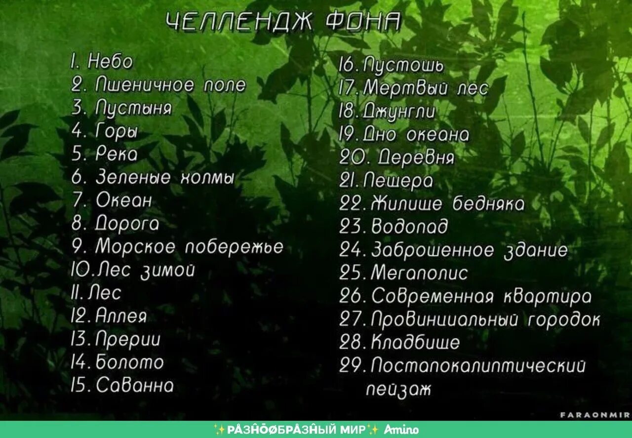 Список разных мест