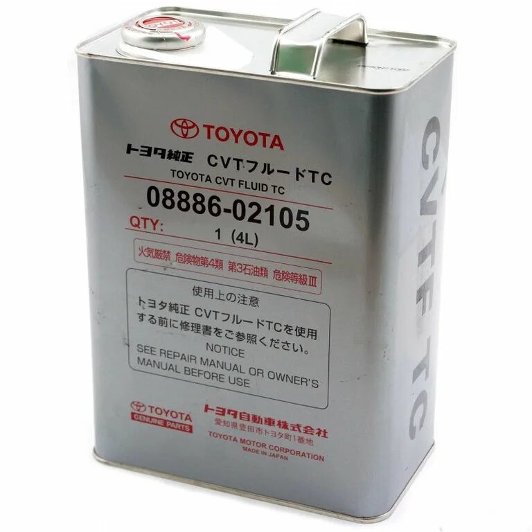 Масло трансмиссионное Toyota CVT для вариаторов Fluid TC 08886-02105 4л. Toyota CVT Fluid TC (артикул Toyota 08886-02105 ТС). ATF Type t-4 Toyota 08886-01705. Трансмиссионное масло Toyota ATF Type t-IV 4л.