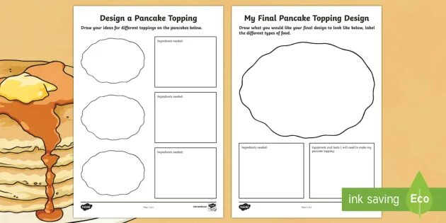 Pancakes worksheets for kids