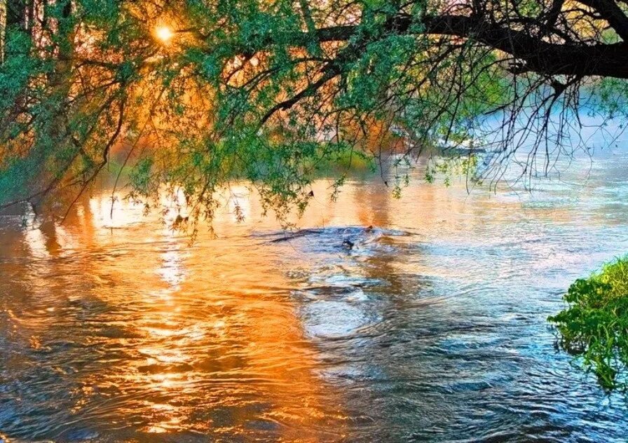 Вода речка. Сверкающая река. Анимация природа. Мерцающая река. Вода едва блестела в реке