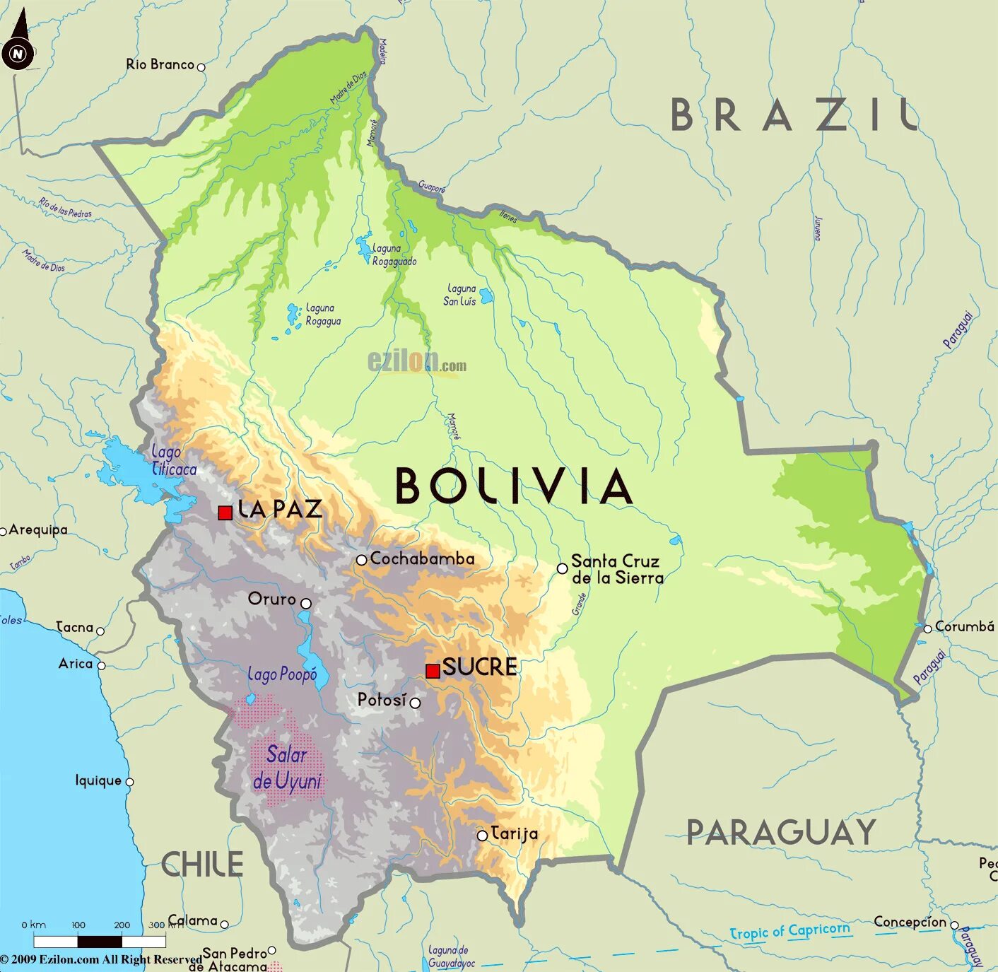 Географическая карта Боливии. Столица Боливии на карте. Страна Боливия на карте Южной Америки. Карта боливии показать