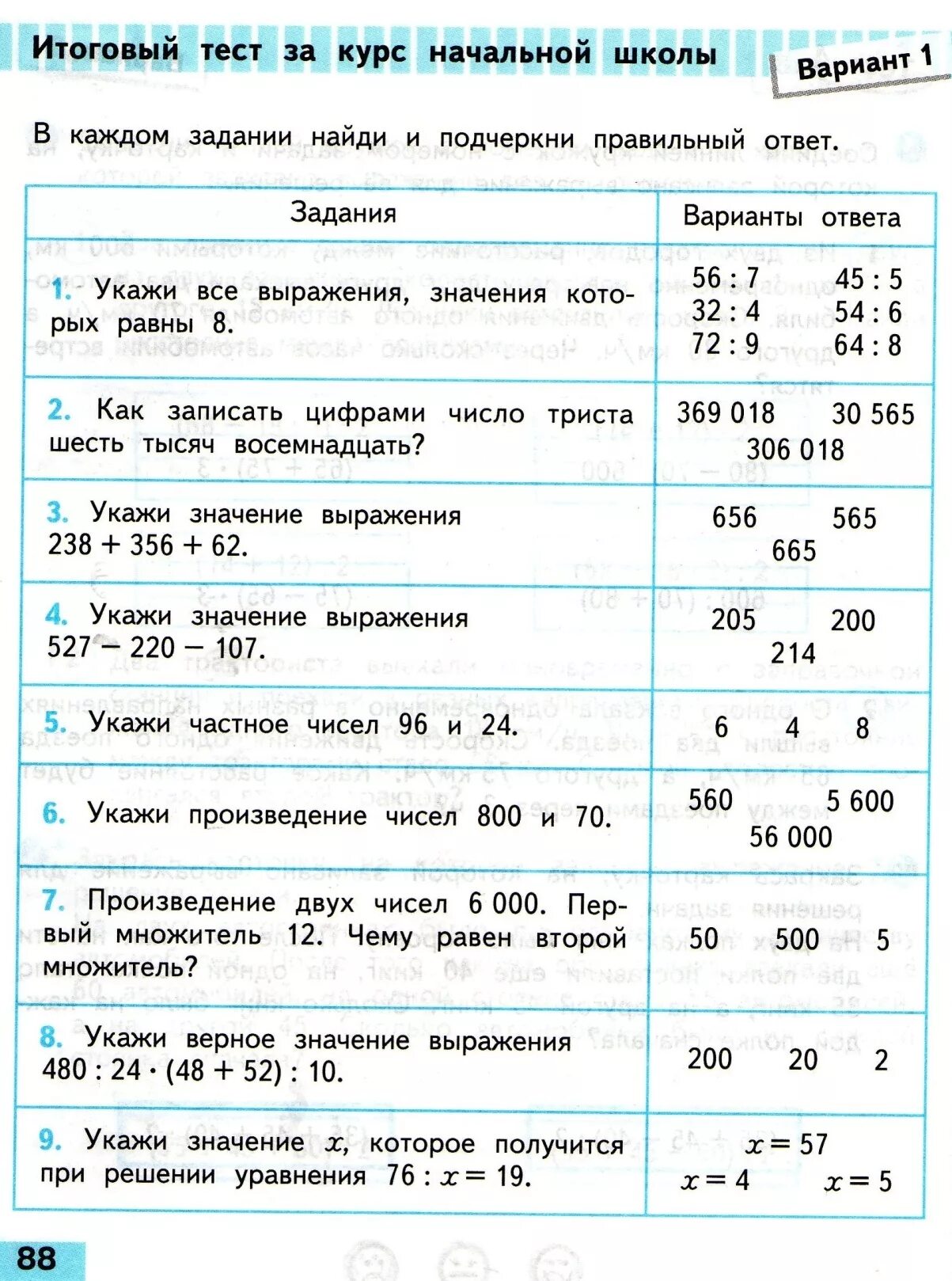 Математика 4 класс проверочные работы стр 76