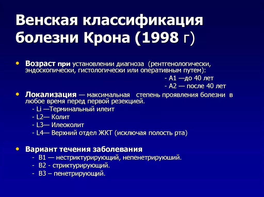 Болезнь крона тест с ответами. Болезнь крона формулировка диагноза. Венская классификация болезни крона. Классификация болезни язвенный колит. Болезнь крона пример формулировки диагноза.