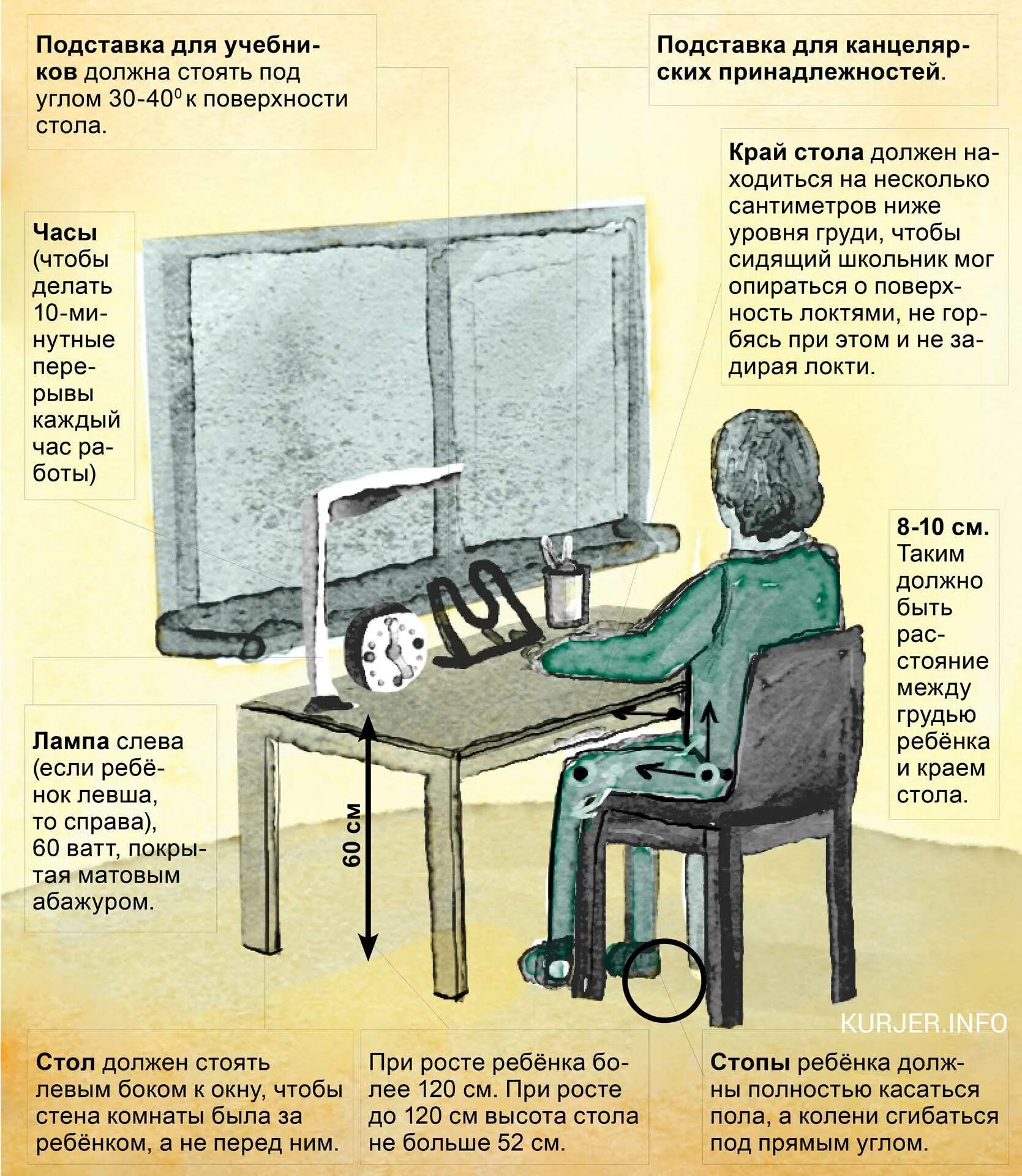 Как правильно должен стоять. Освещение рабочего места ш. Правильная организация рабочего места школьника. Эргономика рабочего места школьника. Высота рабочего места для школьника.