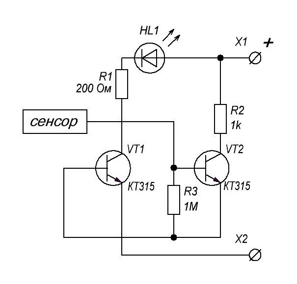 Простые схемы для радиолюбителей. Схемы переключателя на двух транзисторах. Сенсорный переключатель схема. Электронный переключатель схема на транзисторе. Транзисторный выключатель схема.